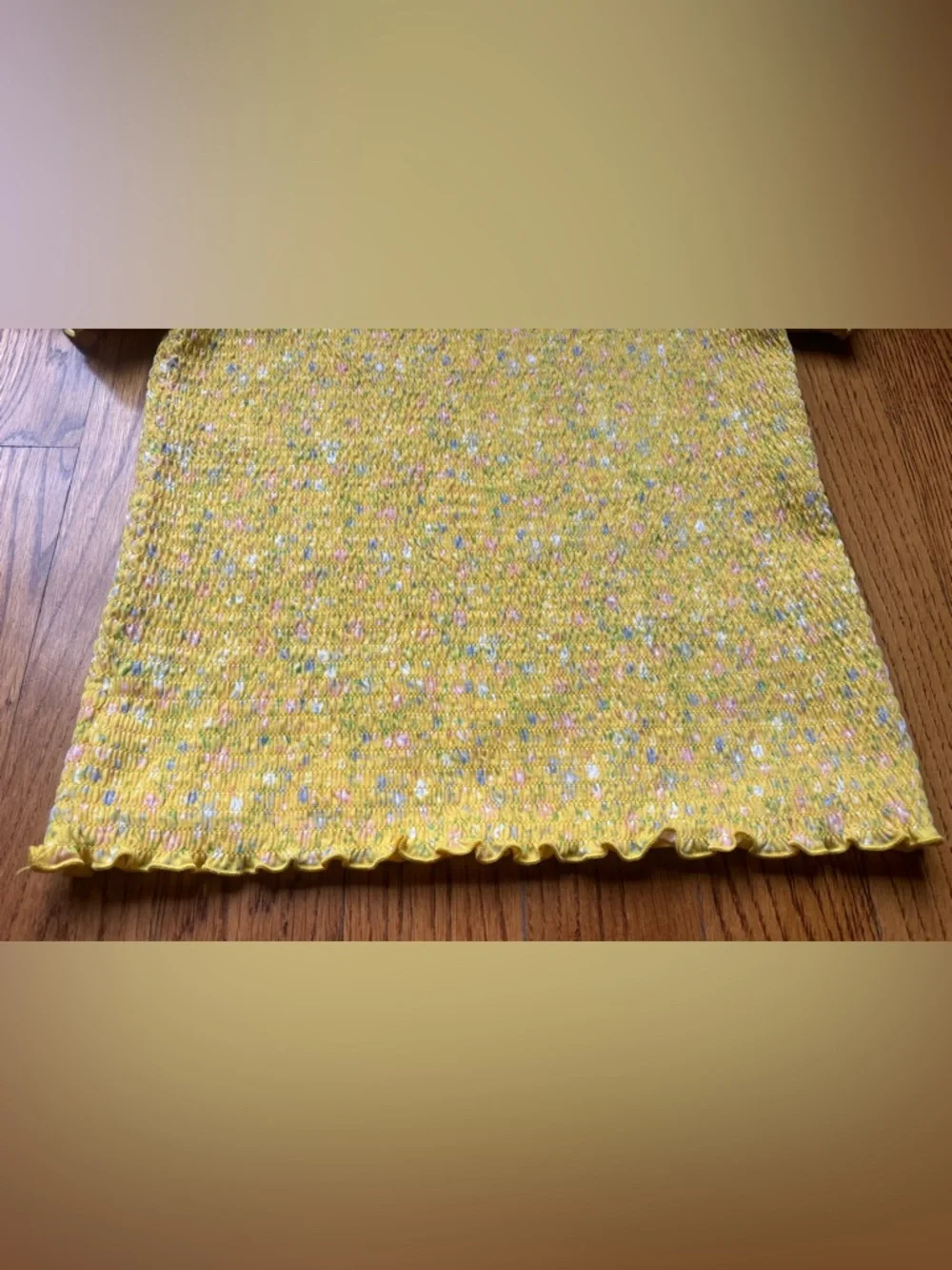 Art Class Yellow Girls Smocked Off-Shoulder Girls 14-16 Ruffle Sleeve Stretch